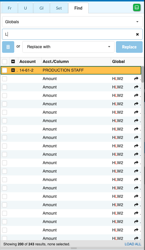 Screenshot: MMB Globals Search